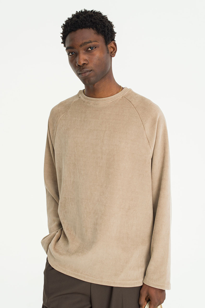 Menswear | Ribbed Raglan Tee, Beige