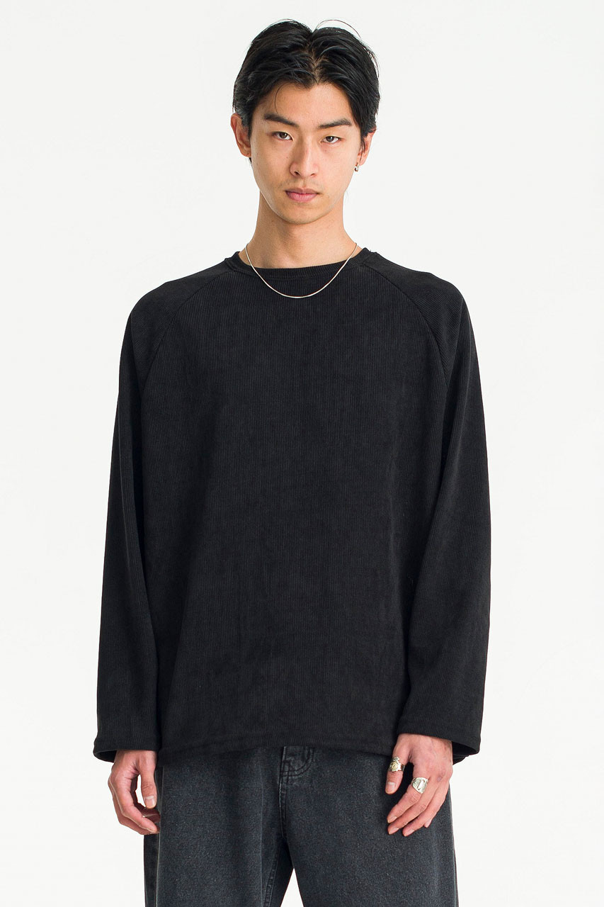 Menswear | Ribbed Raglan Tee, Black