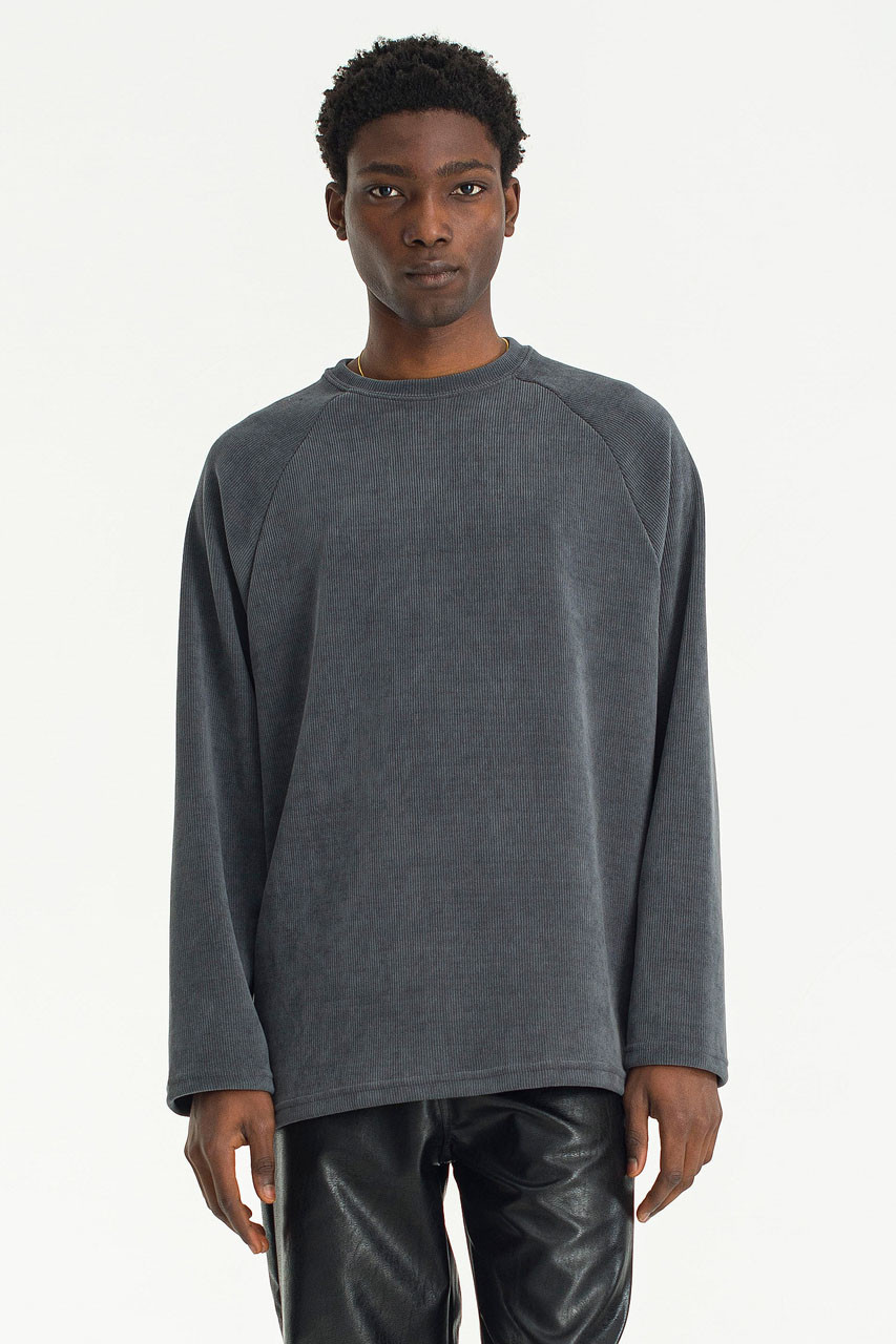 Menswear | Ribbed Raglan Tee, Charcoal