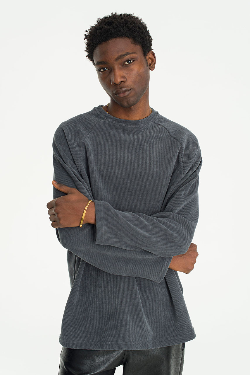 Menswear | Ribbed Raglan Tee, Charcoal