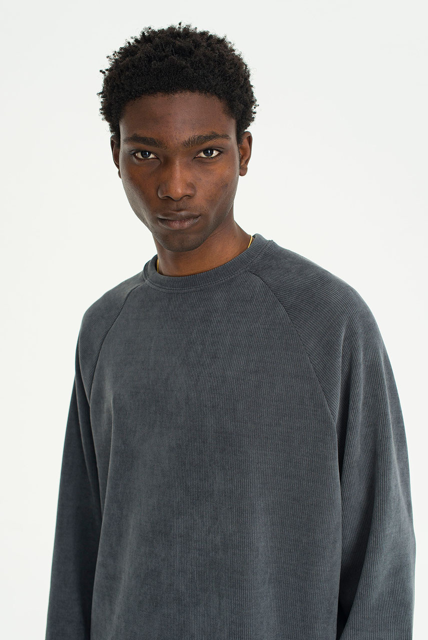 Menswear | Ribbed Raglan Tee, Charcoal