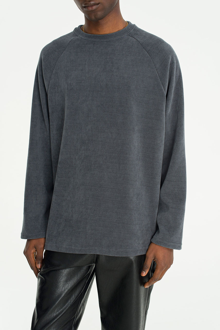 Menswear | Ribbed Raglan Tee, Charcoal