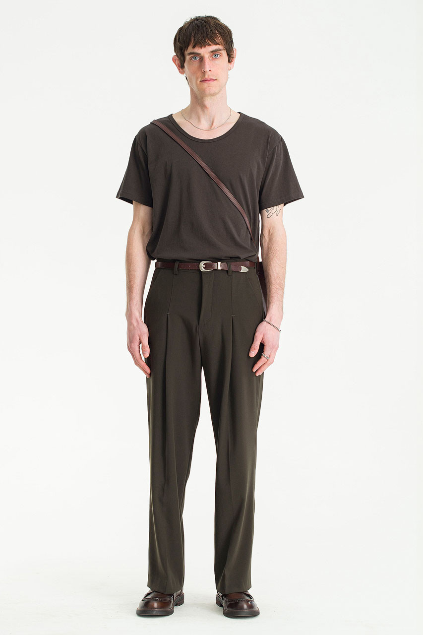 Menswear | Inverted Pleat Slacks, Deep Green