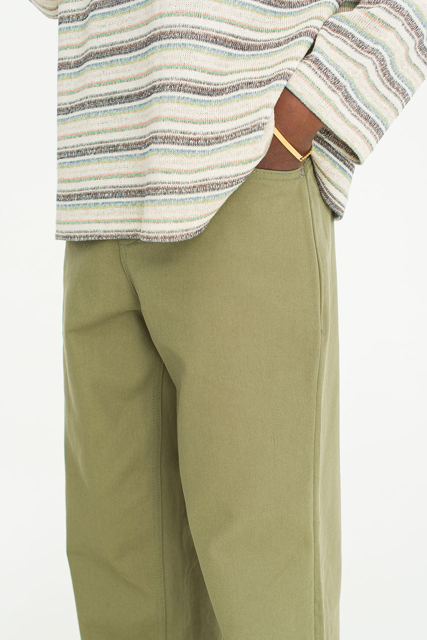 Menswear | Structured Twill Pants, Pea Green