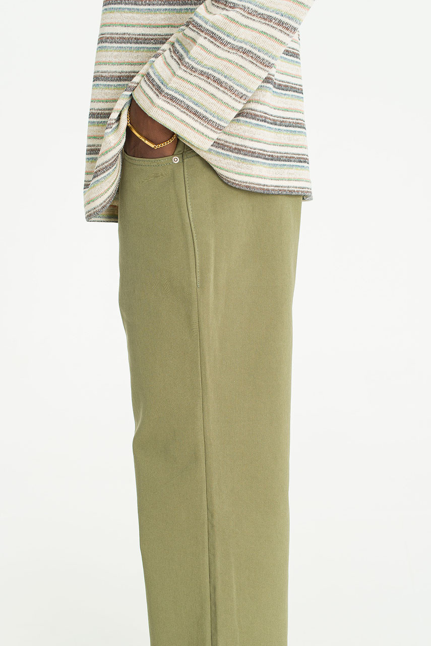 Menswear | Structured Twill Pants, Pea Green