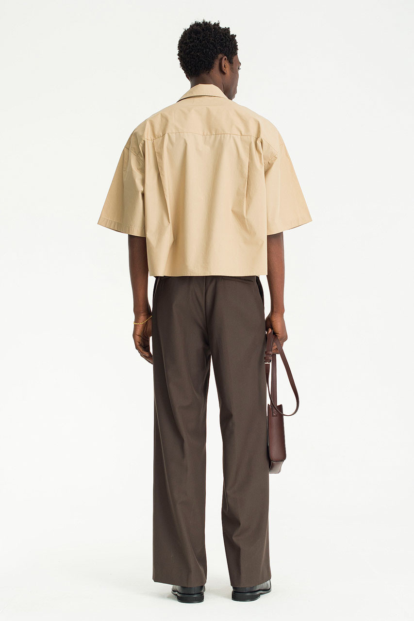 Menswear | Crop Office Shirt, Beige