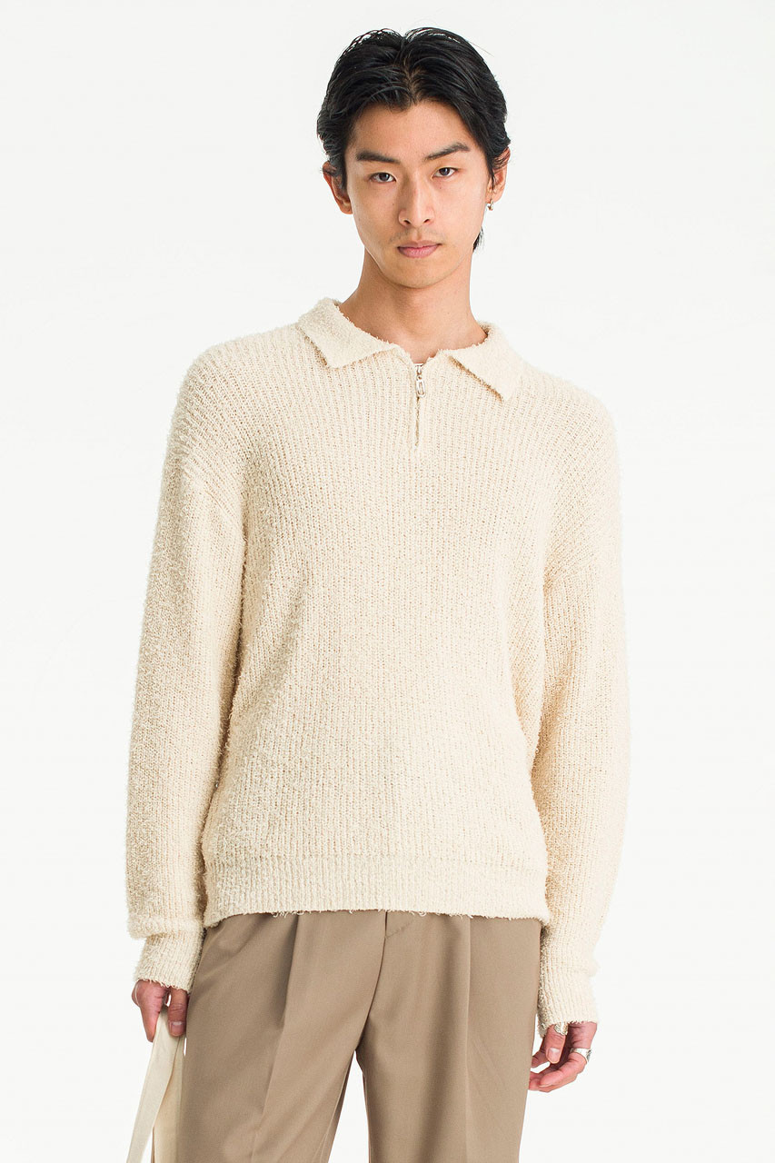 Menswear | Eyelash Polo Knit, Ivory