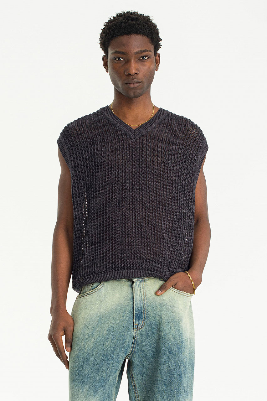 Menswear | Loose Knit Vest, Charcoal