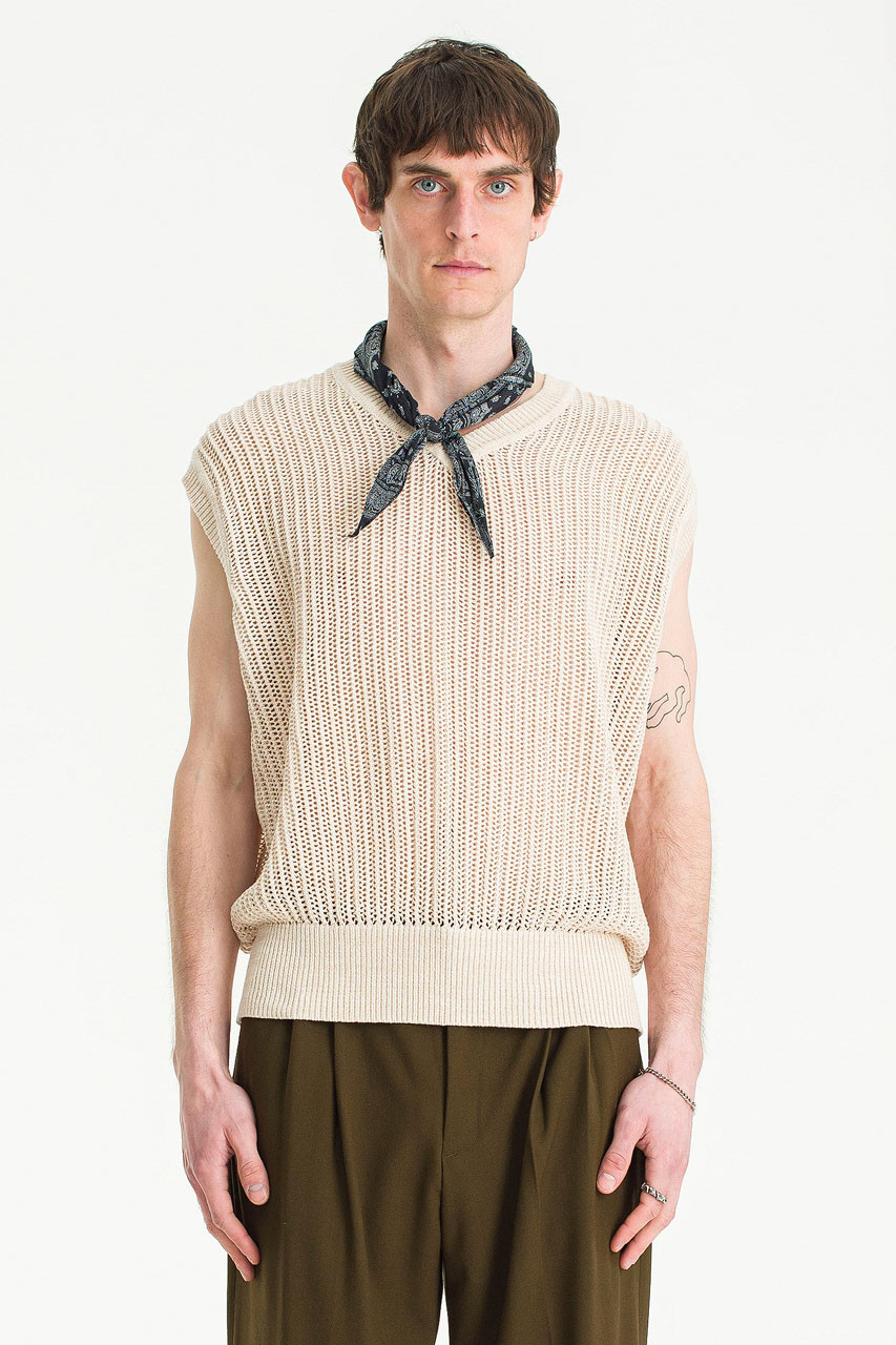 Menswear | Loose Knit Vest, Ivory