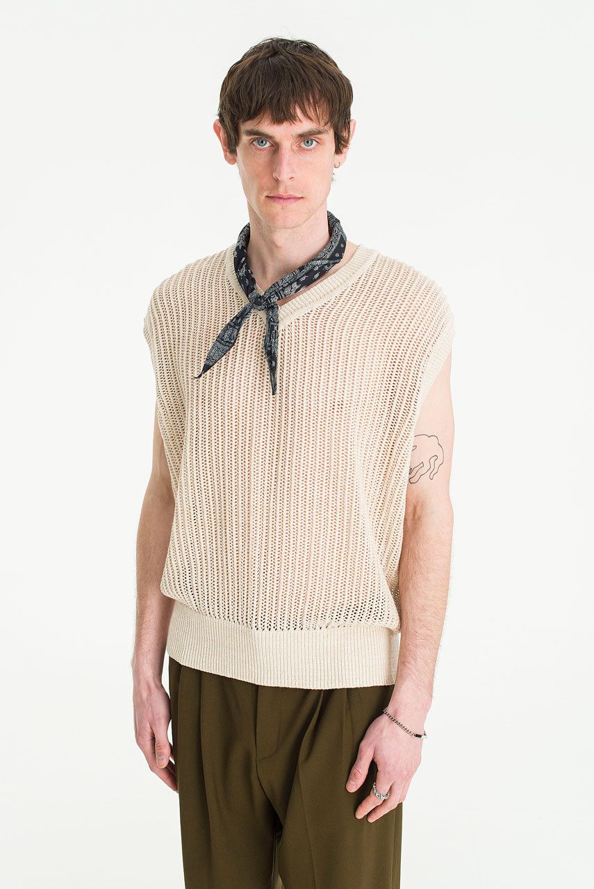 Menswear | Loose Knit Vest, Ivory