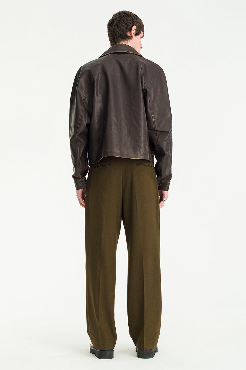 Menswear | Cropped Pleather Blouson, Brown