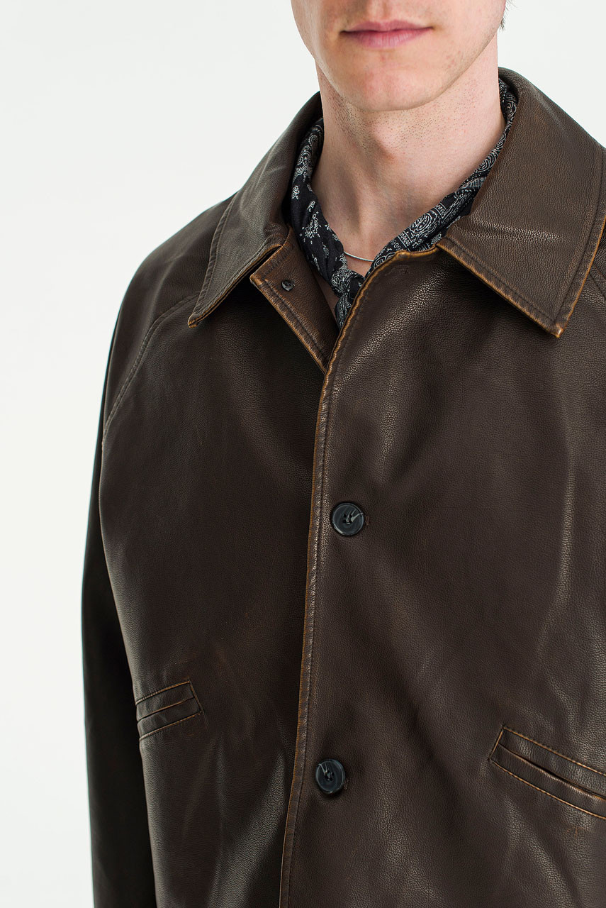 Menswear | Cropped Pleather Blouson, Brown