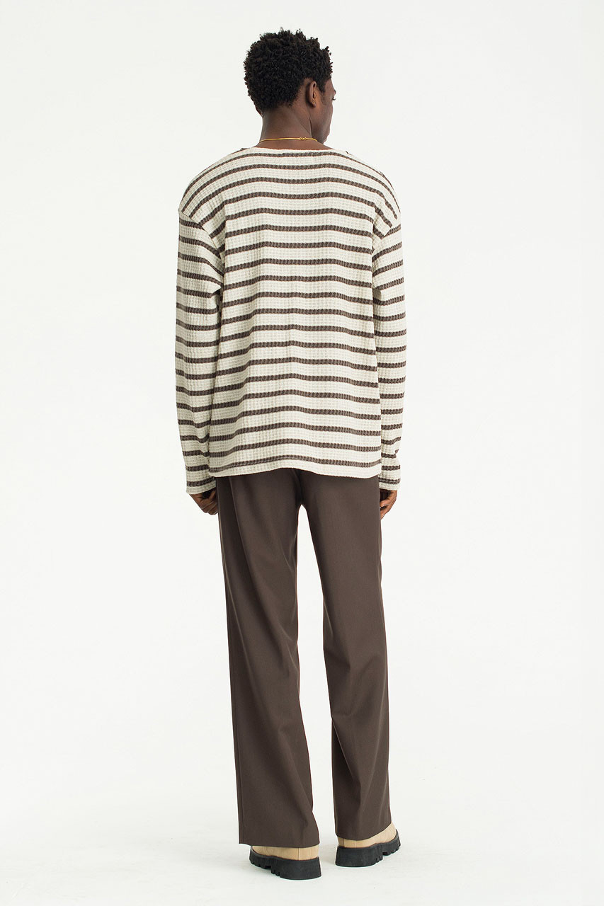 Menswear | Loose Striped Knit, Beige