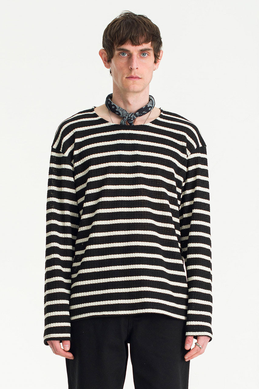 Menswear | Loose Striped Knit, Black