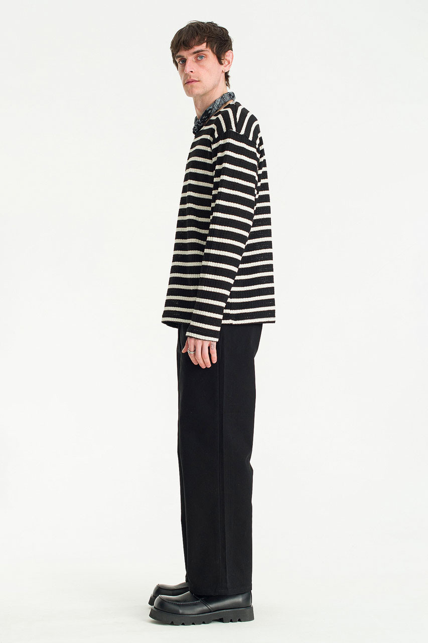 Menswear | Loose Striped Knit, Black