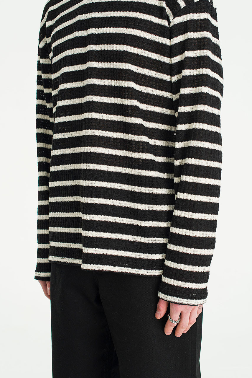 Menswear | Loose Striped Knit, Black