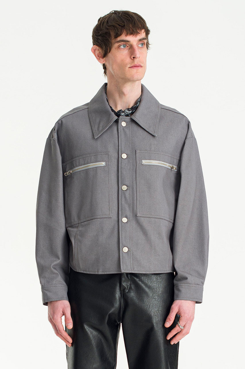 Menswear | Crop Denim Blouson, Grey