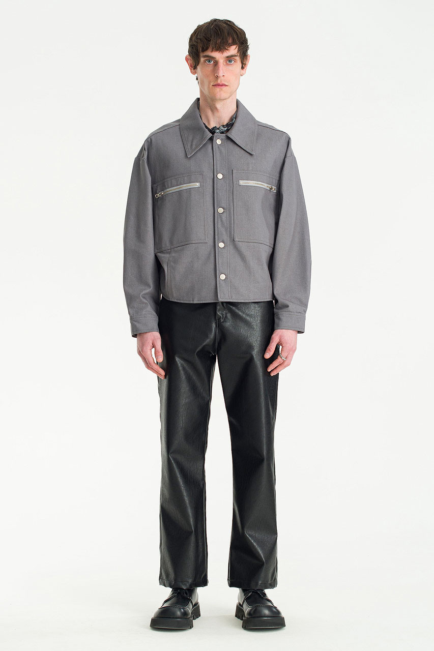 Menswear | Crop Denim Blouson, Grey