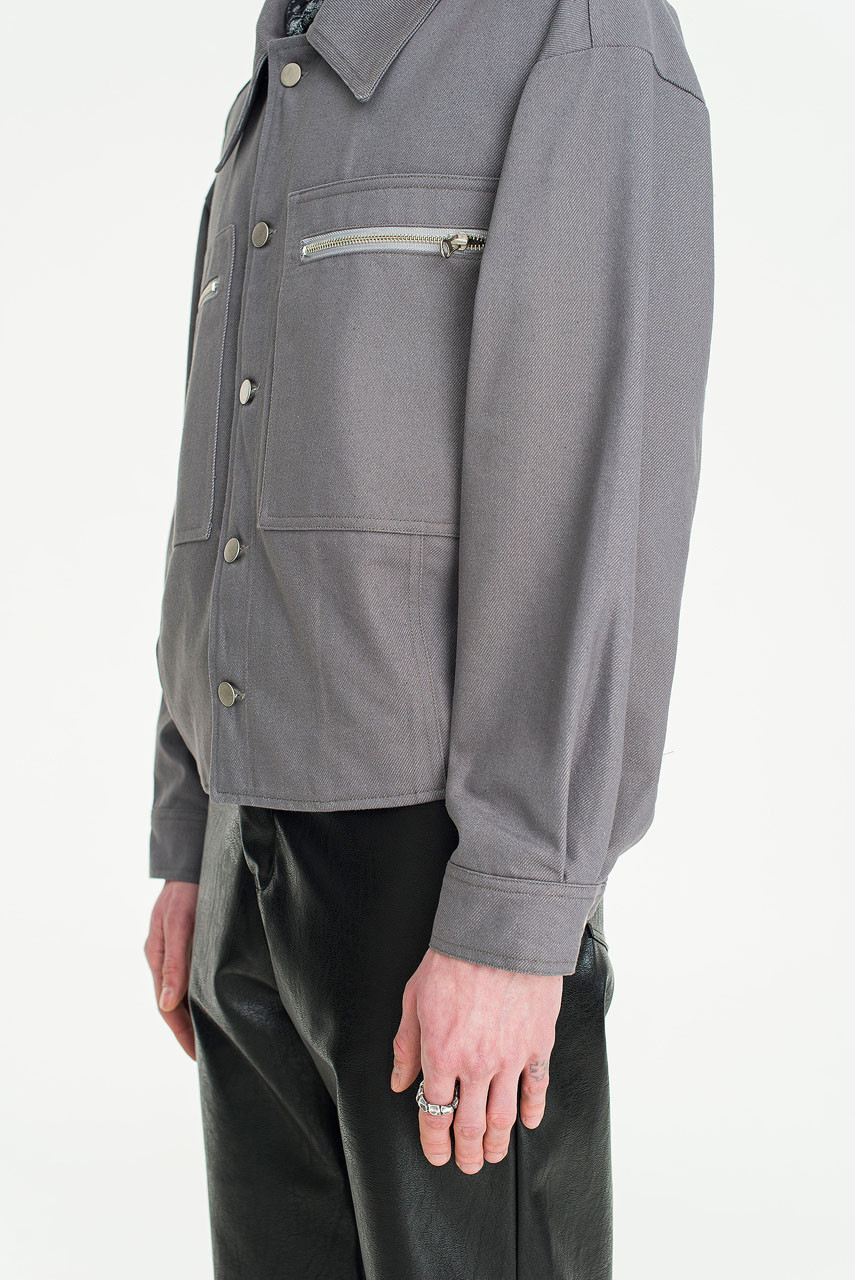 Menswear | Crop Denim Blouson, Grey