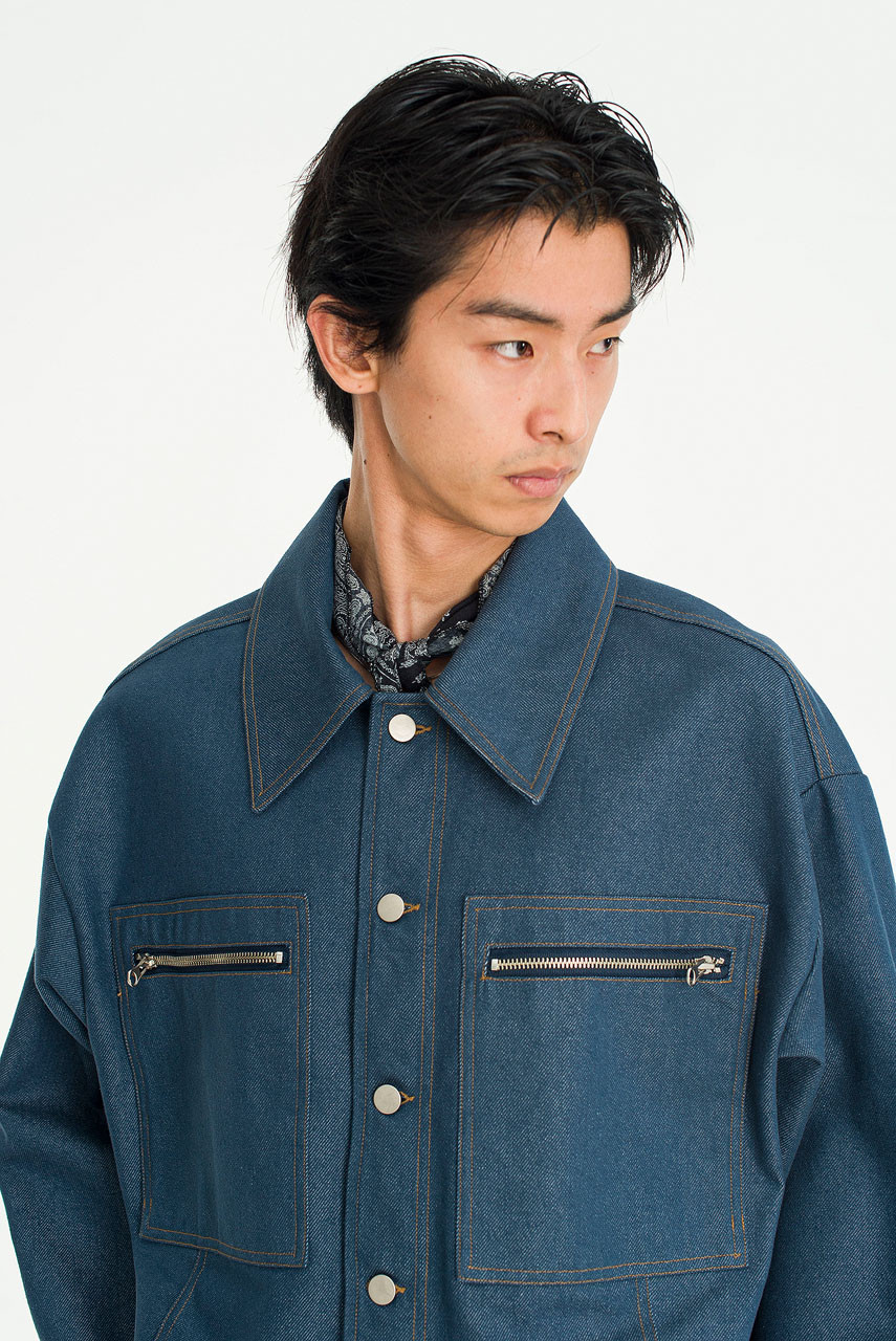 Menswear | Crop Denim Blouson, Light Blue