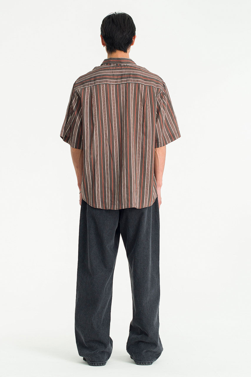 Menswear | Ricky Mixed Stripe Shirt, Charcoal