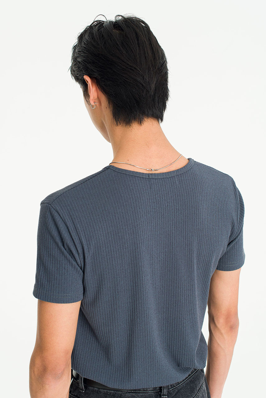 Menswear | Fitted Rib Tee, Charcoal