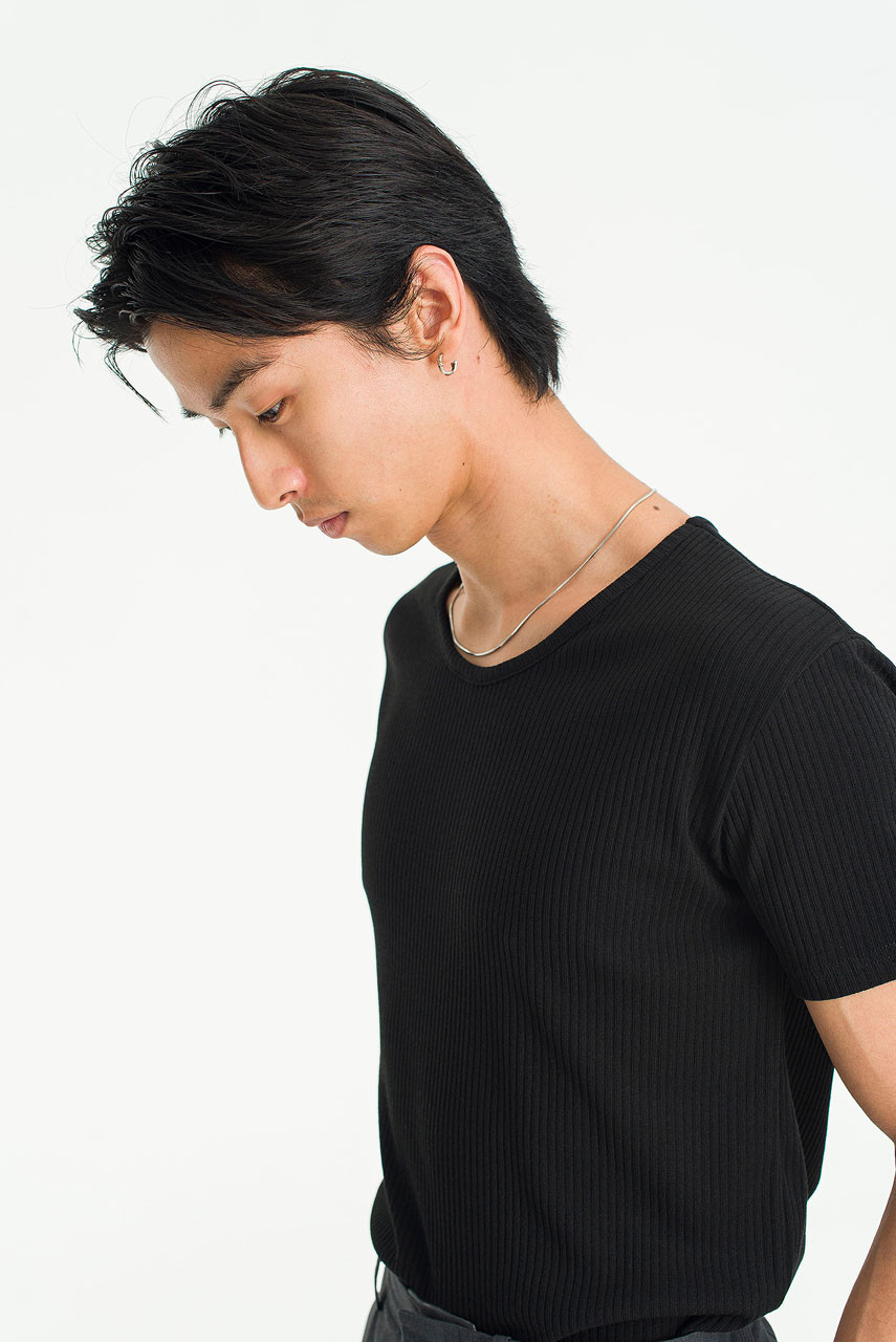 Menswear | Fitted Rib Tee, Black