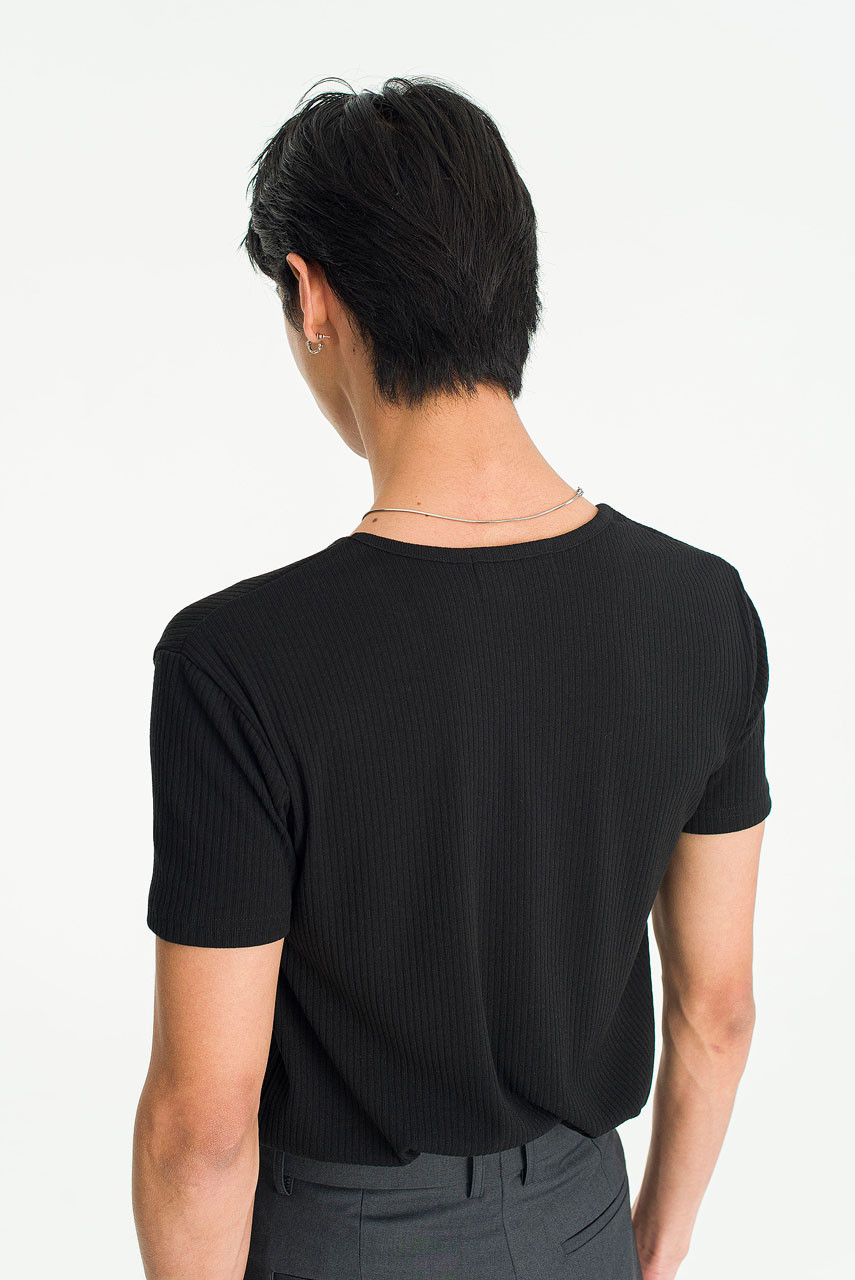 Menswear | Fitted Rib Tee, Black