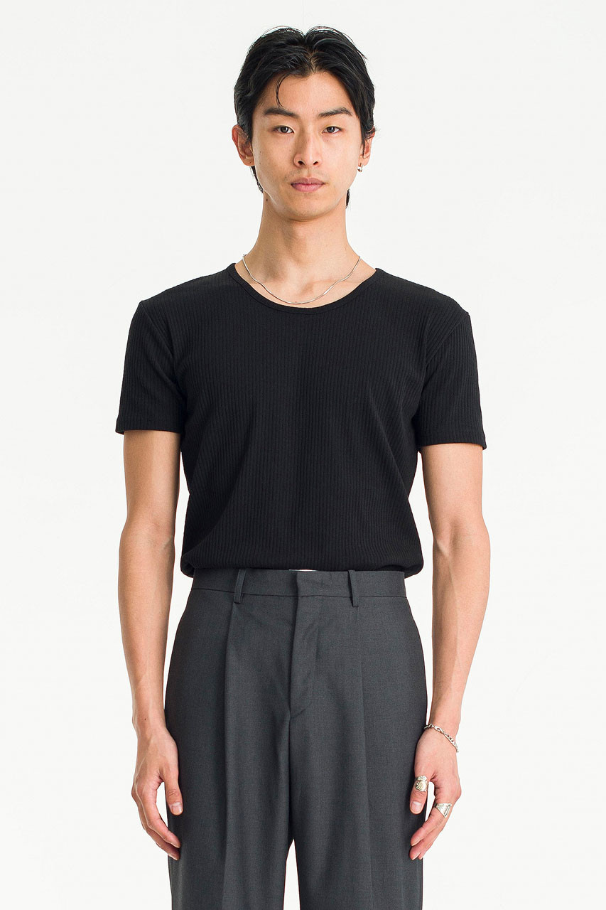 Menswear | Fitted Rib Tee, Black