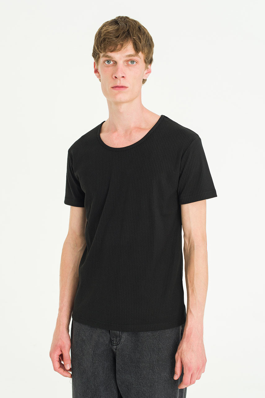 Menswear | Fitted Rib Tee, Black