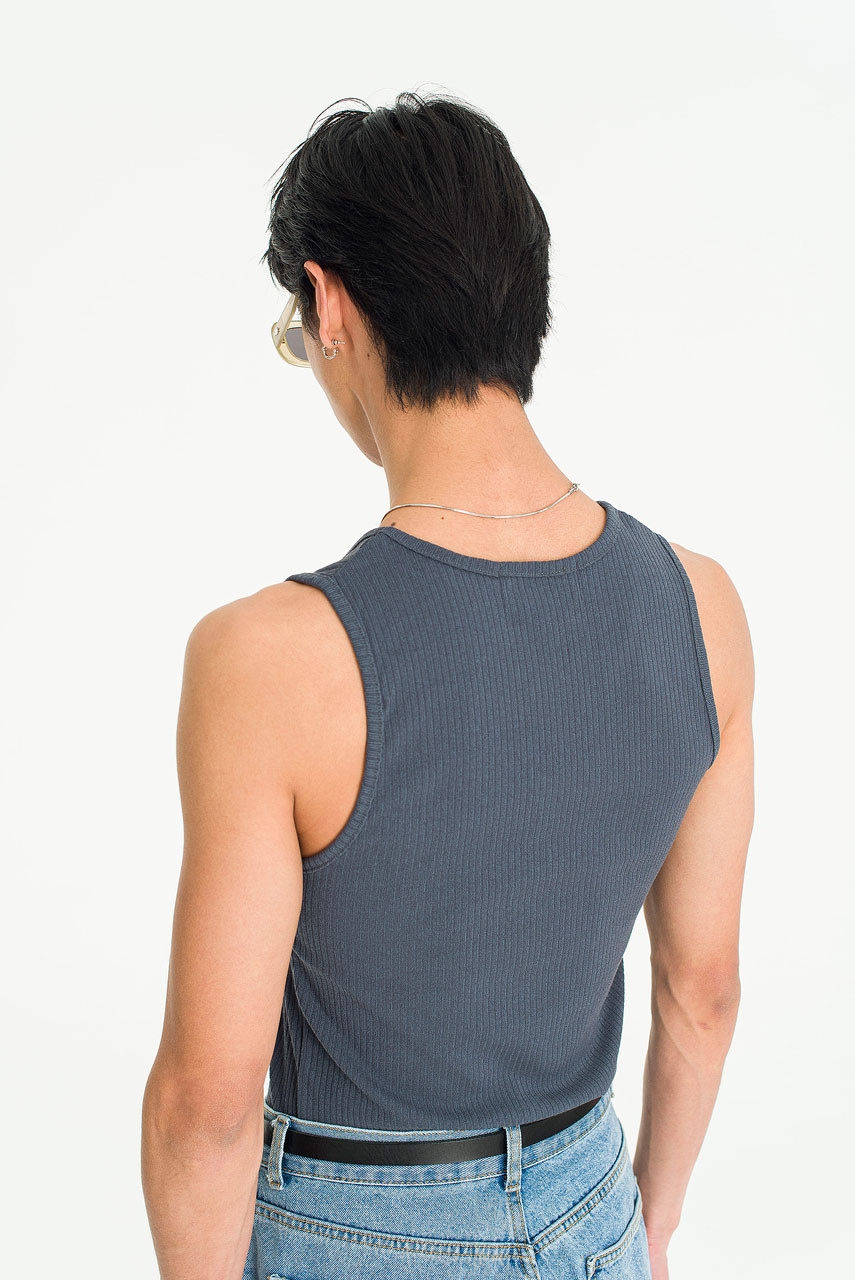 Menswear | Fitted Rib Vest, Charcoal