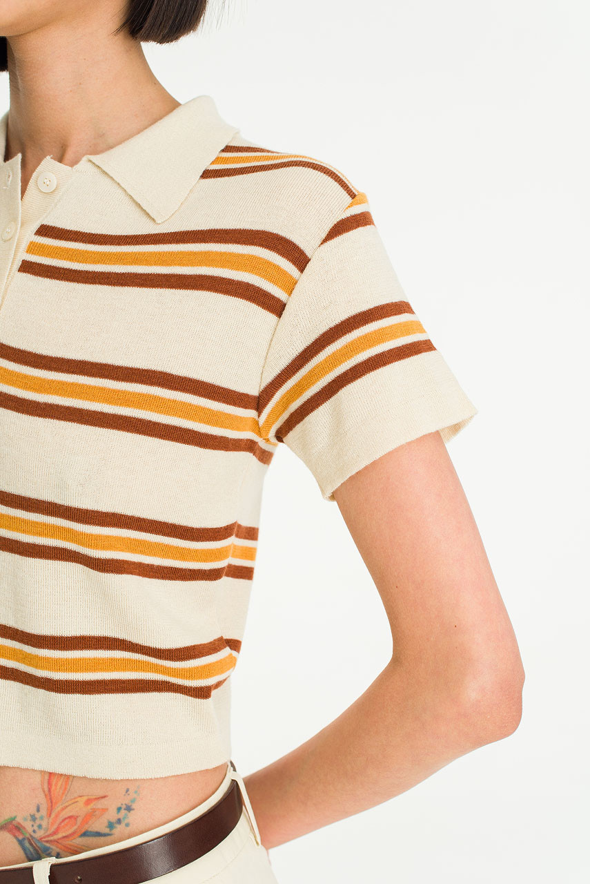 Anna Stripe Crop Jumper, Brown