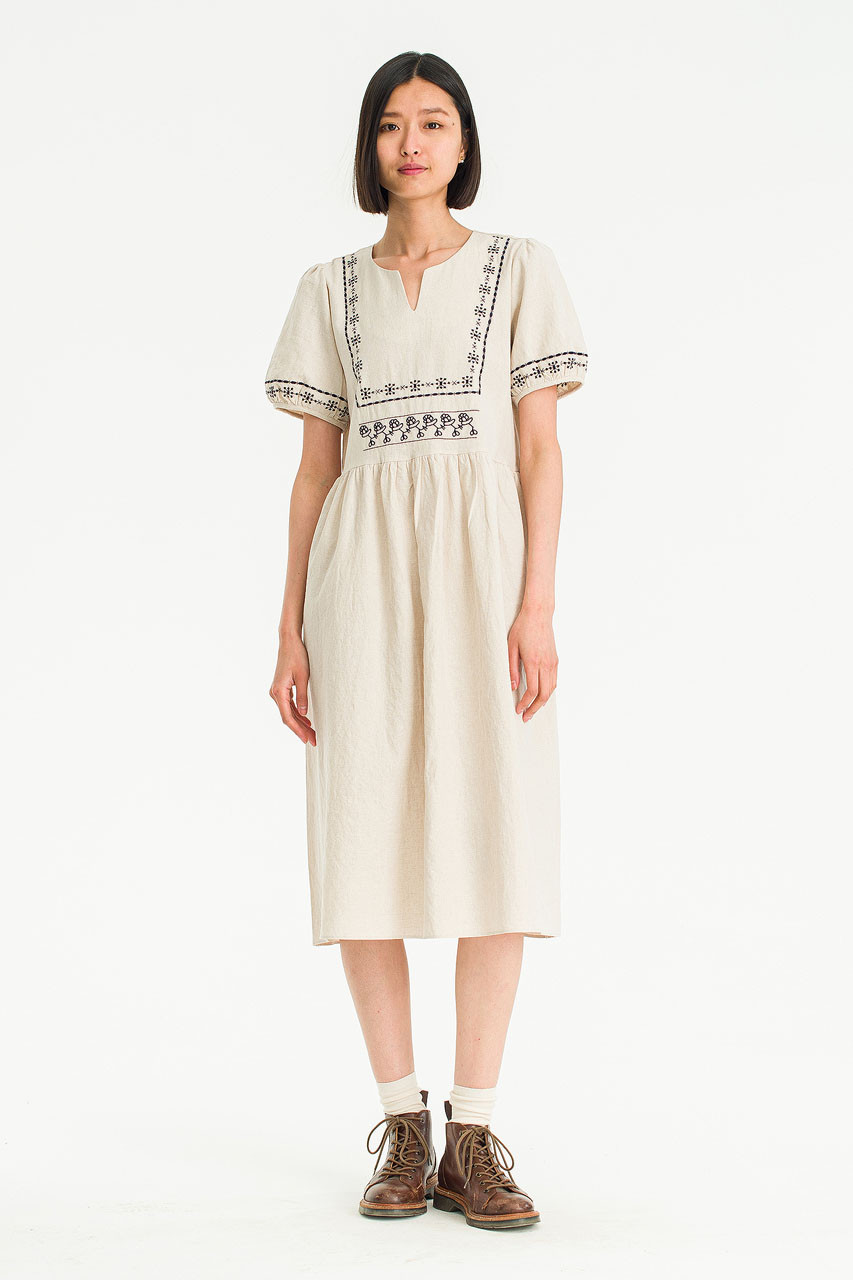 Adeline Embroidery Dress, Beige