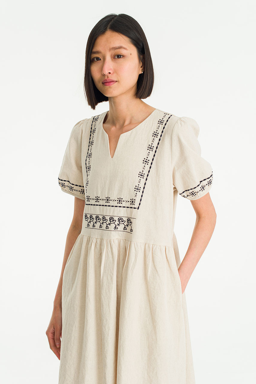 Adeline Embroidery Dress, Beige