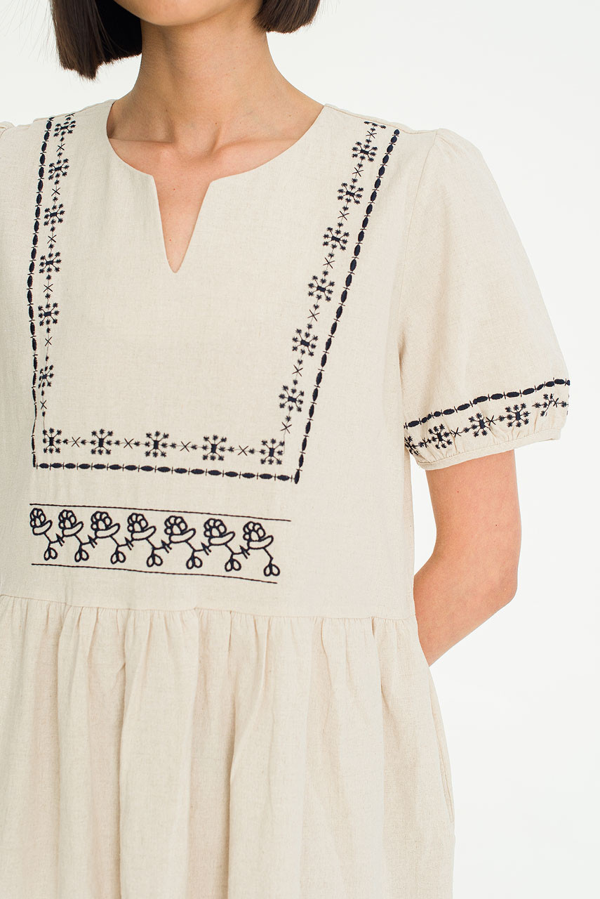 Adeline Embroidery Dress, Beige