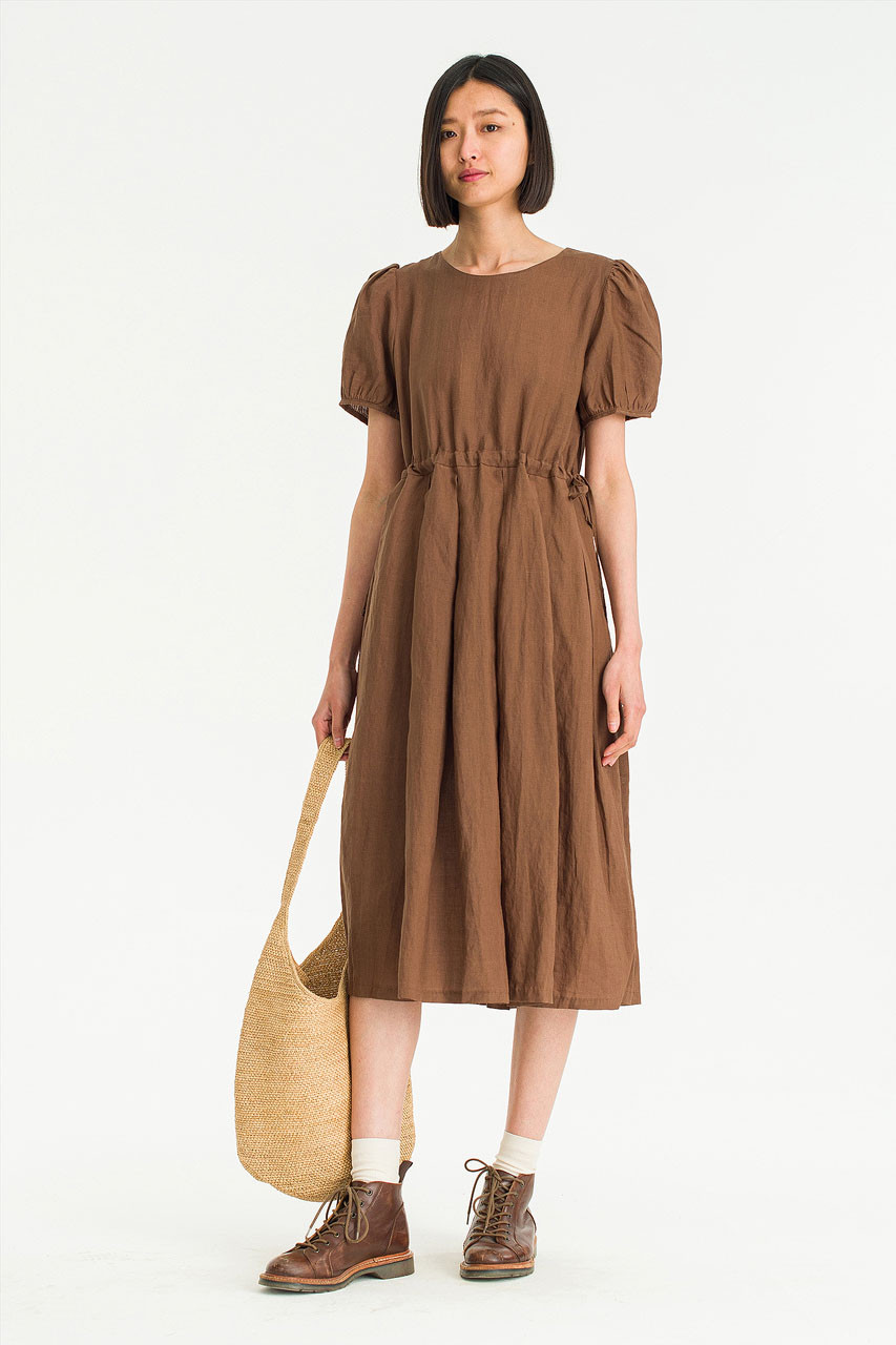 Marian Ribbon Waist Dress, Brown