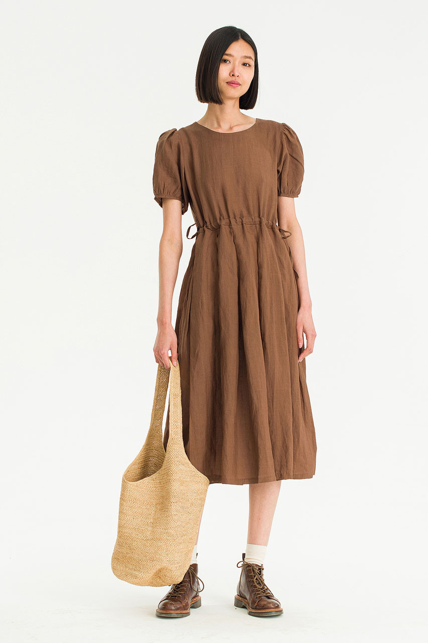 Marian Ribbon Waist Dress, Brown