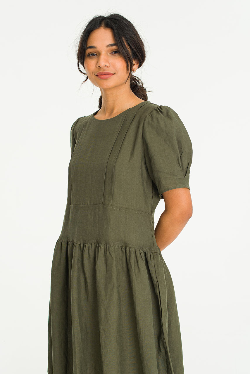 Basil Linen Dress, Khaki