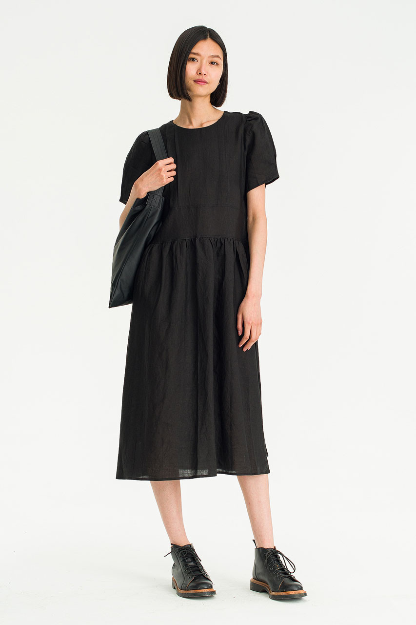Basil Linen Dress, Black