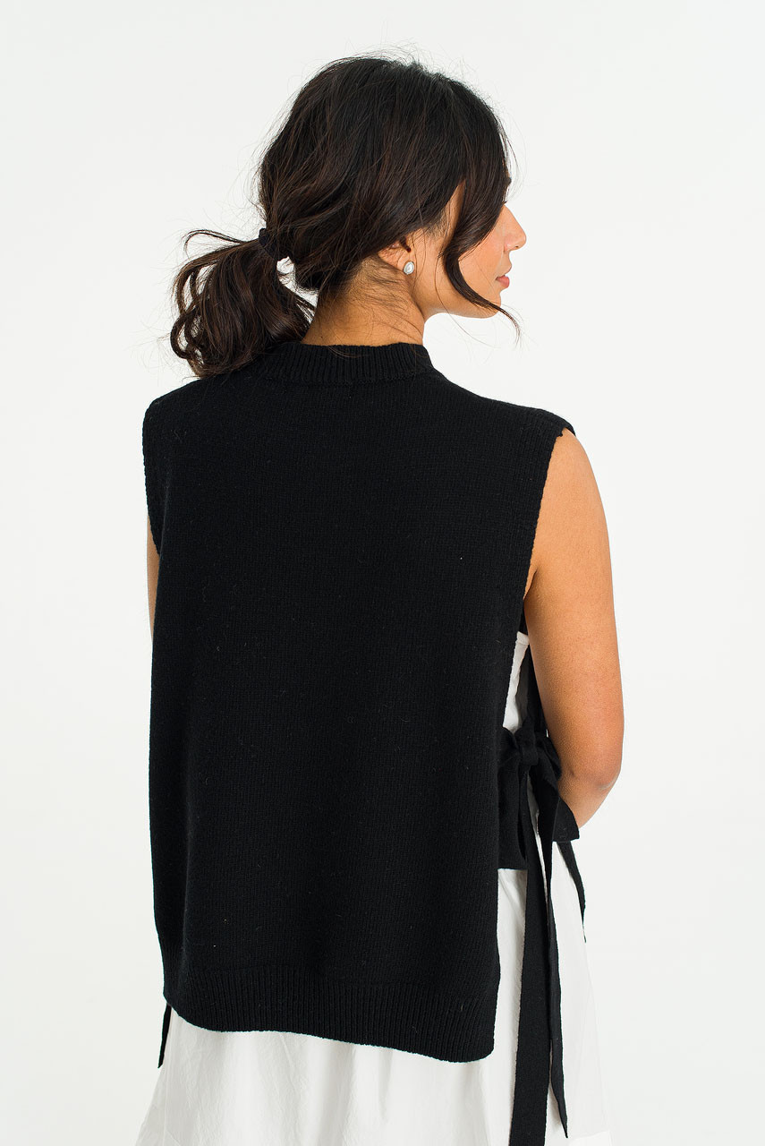 Side Ribbon Vest, Black