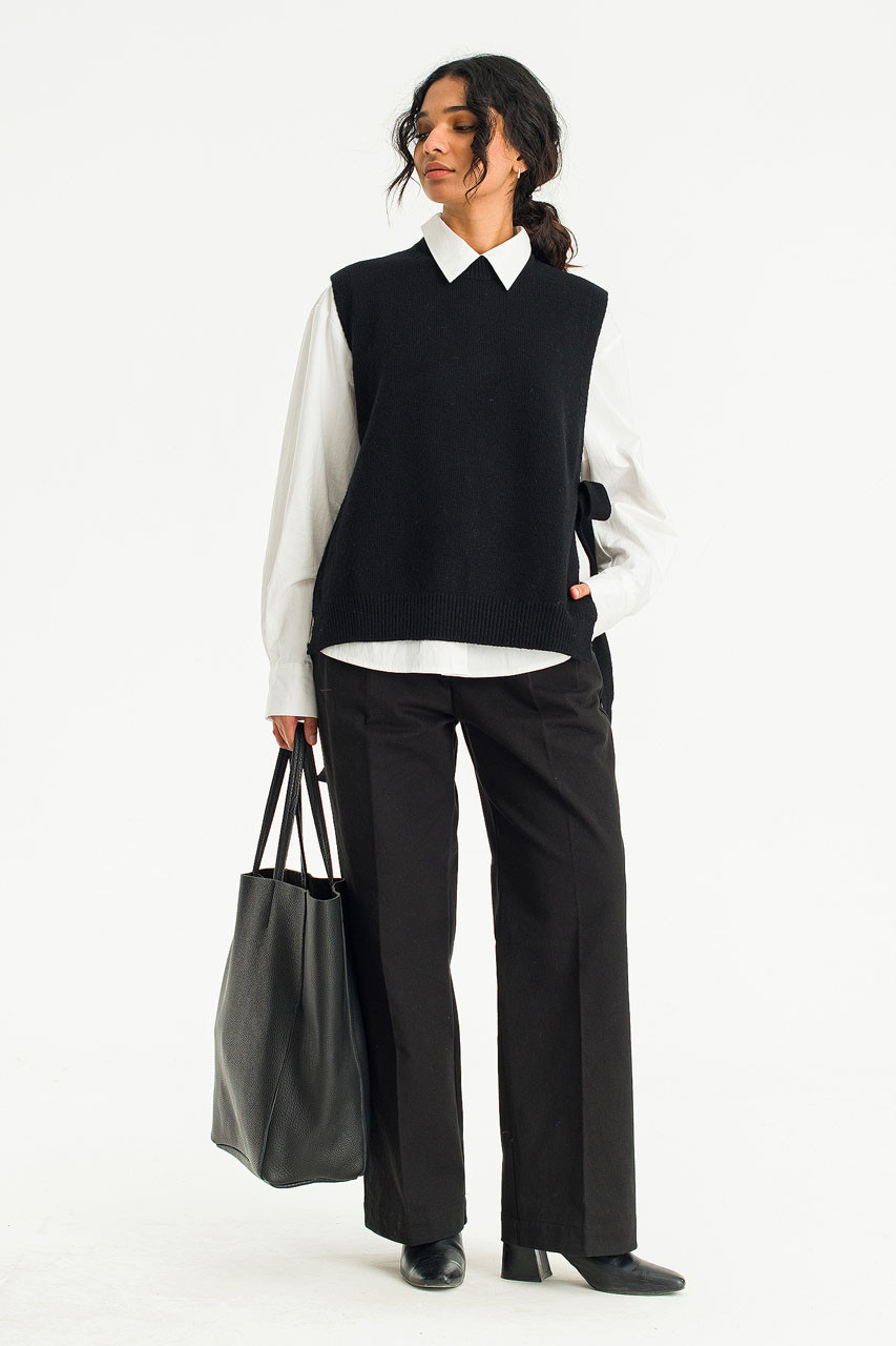 Side Ribbon Vest, Black