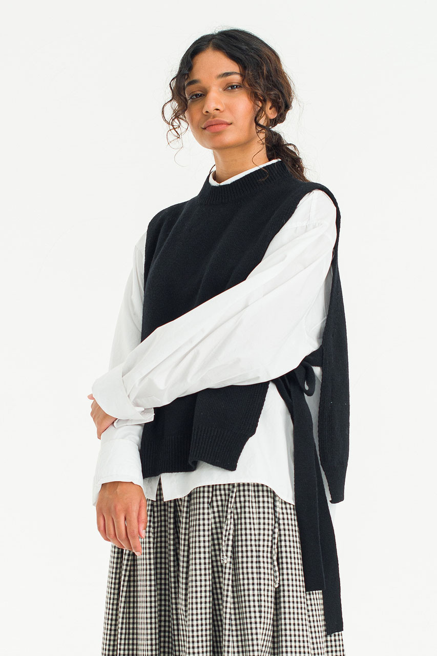 Side Ribbon Vest, Black