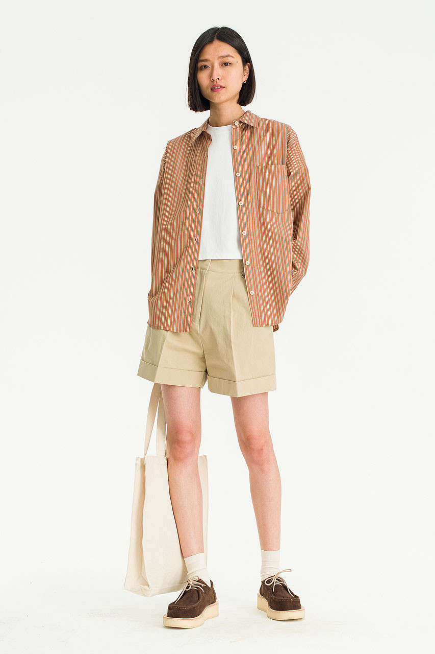 Aria Stripe Shirt, Camel