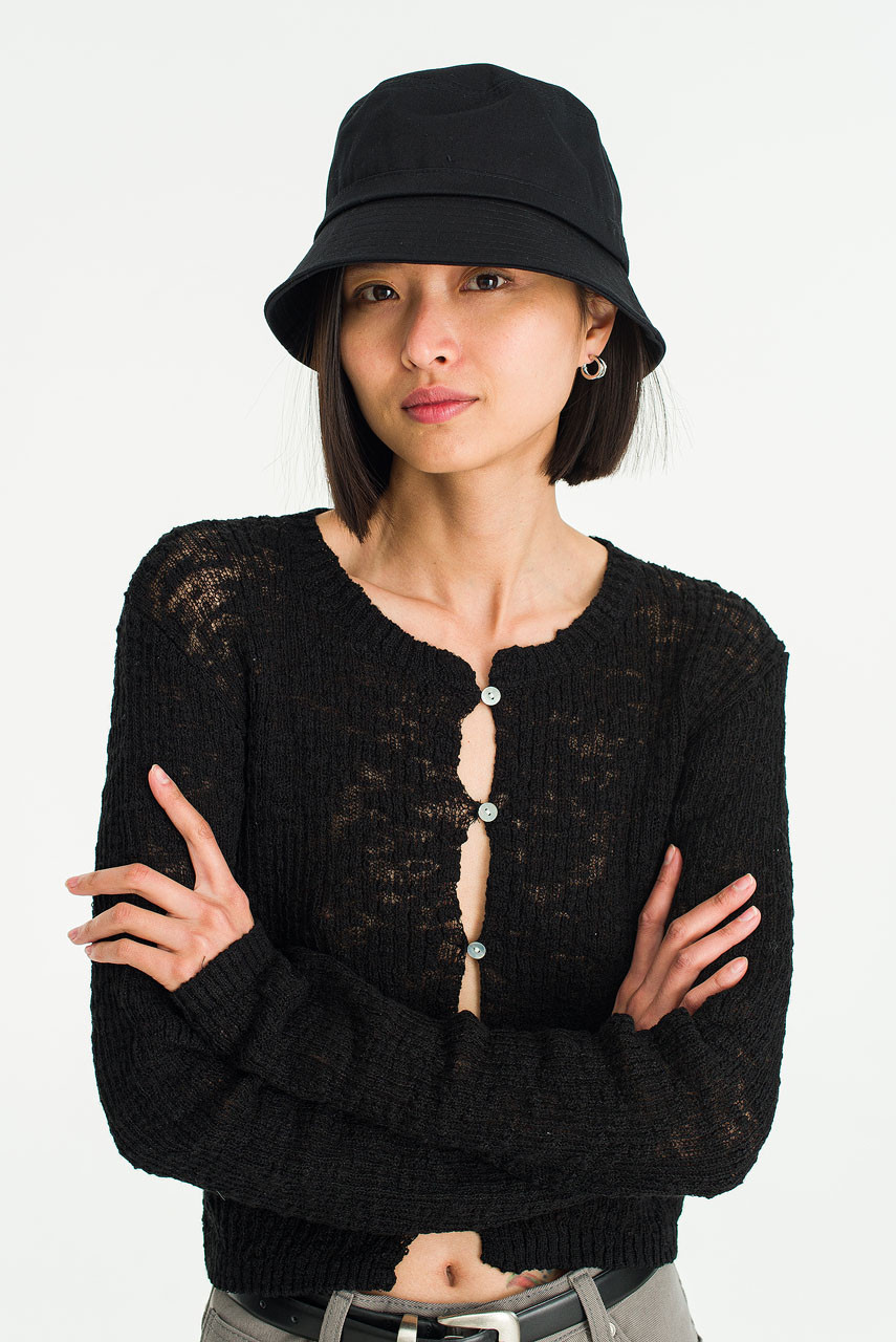 Cotton Twill Bucket Hat, Black