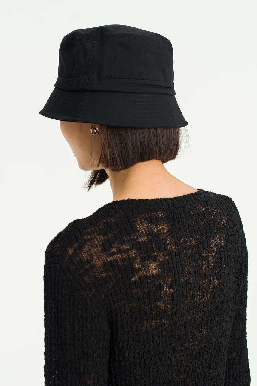 Cotton Twill Bucket Hat, Black