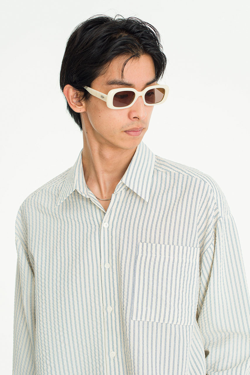 Menswear | Crinkle Stripe Shirt, Ivory