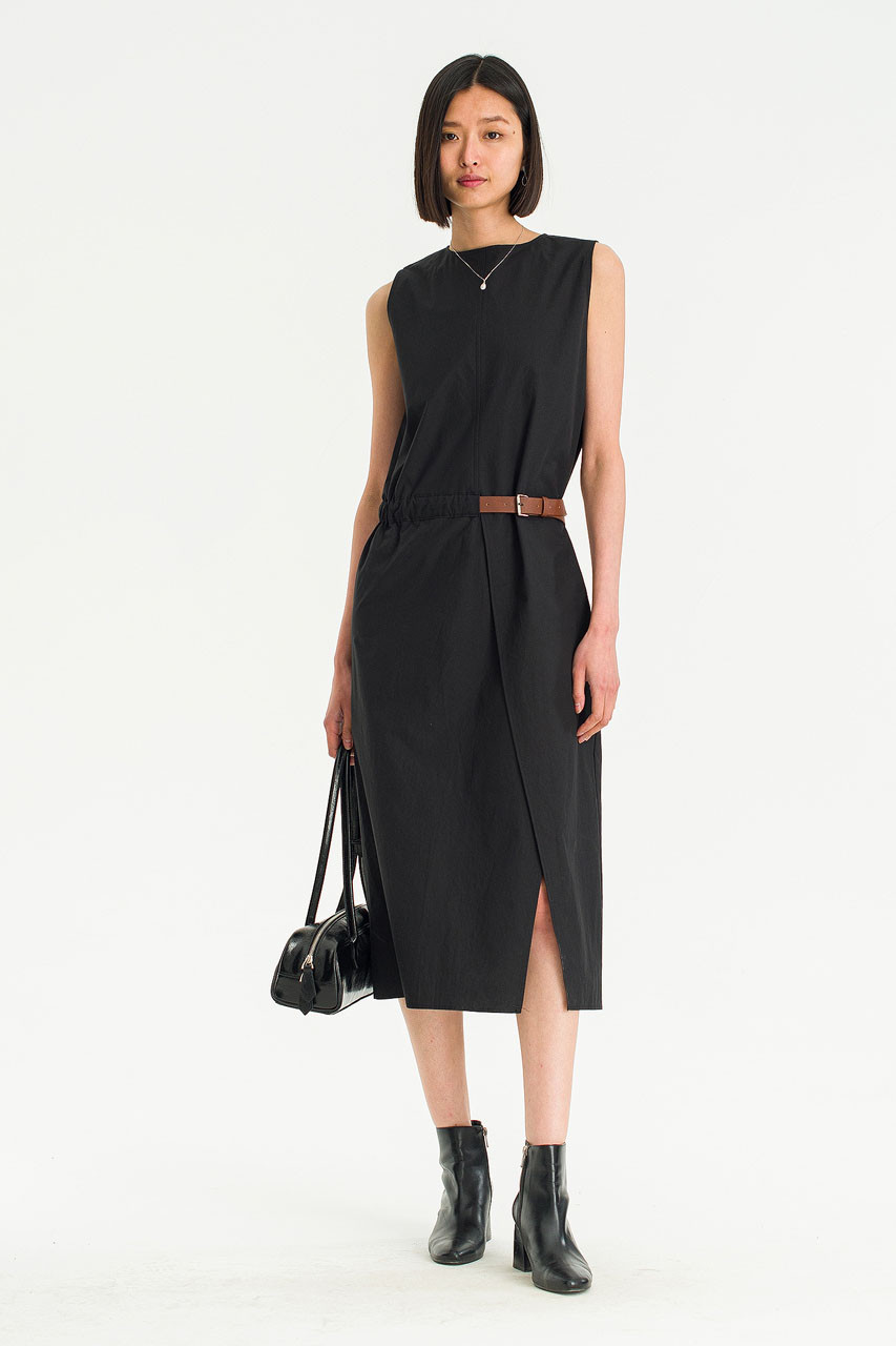 Gia Cotton Unbalanced Dress, Black