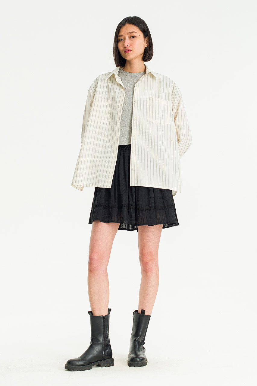 Claire Stripe Two Way Shirt, Ivory