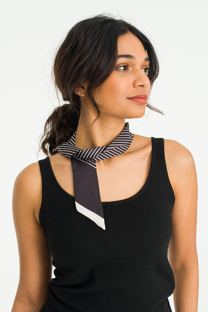 Jemma Mini Twill Scarf, Black