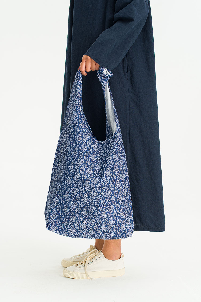 Paisly All Over Shoulder Cotton Bag, Navy
